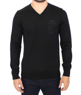 Ermanno Scervino Black Wool Blend V-neck Pullover Sweater -   -  Ermanno Scervino.